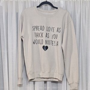 Beige Graphic Sweatshirt with Heart Design